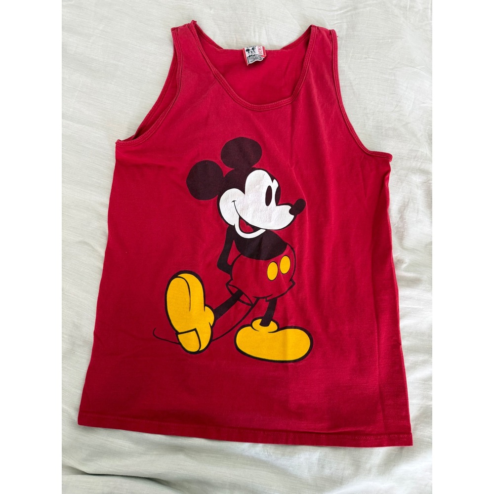 Vintage Disney Mickey Mouse Tank Top Large 90s Y2K Faded Grunge USA Made